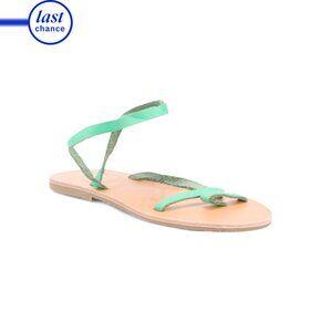 CIEL Mint Green Handmade Leather Daytona Toe Ring Sandals